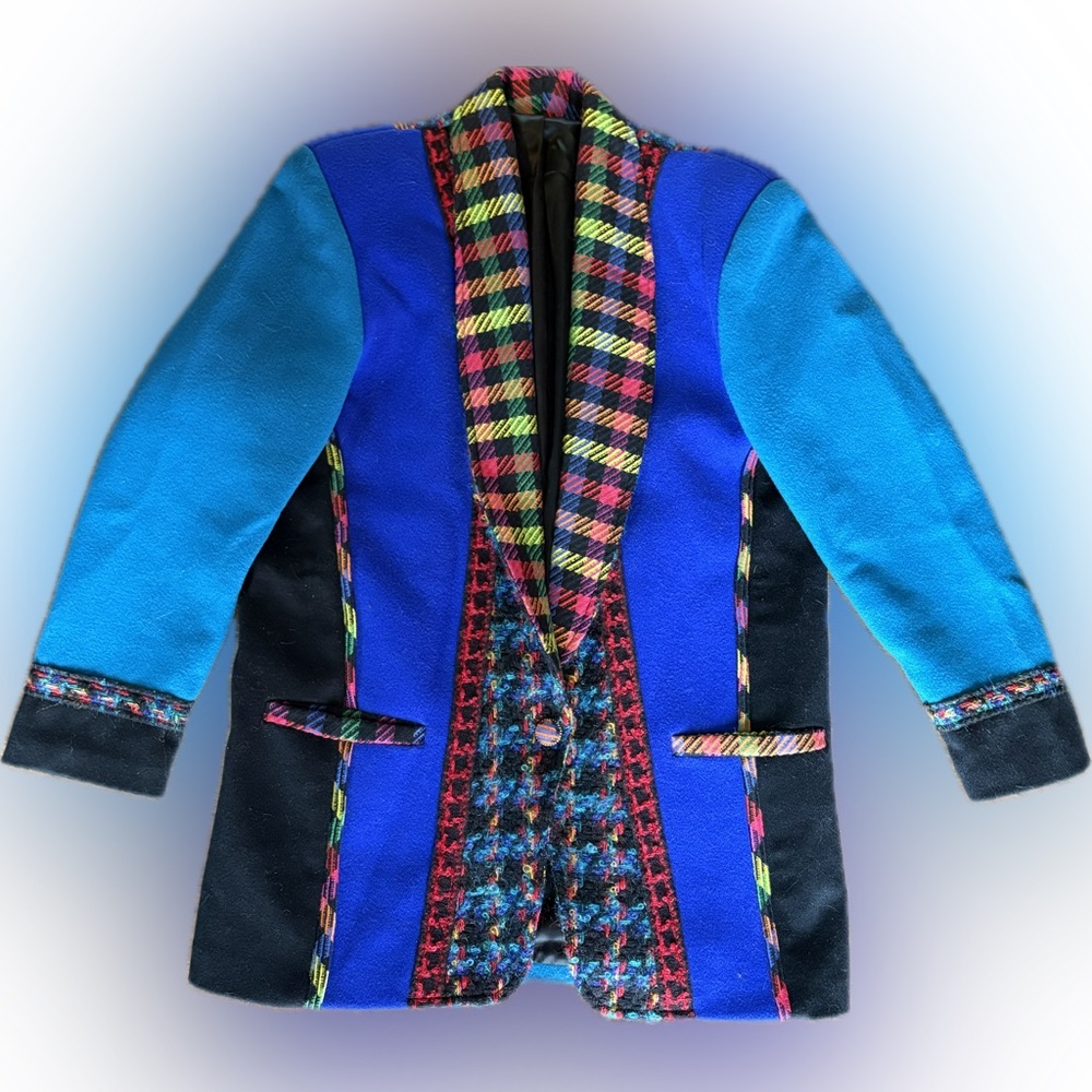 Vintage Coloratura 100% Wool Blazer Style Multicolor Jacket Size Medium